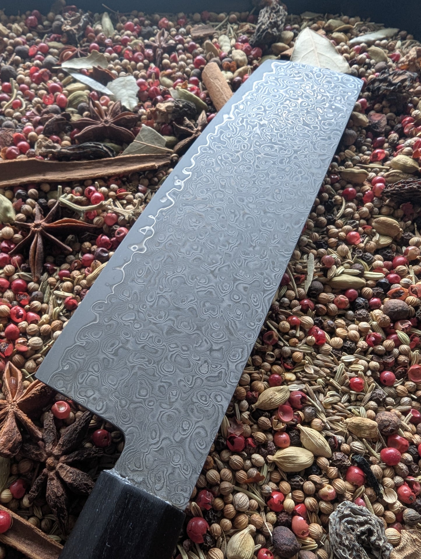 170mm Etched San Mai Damascus Nakiri