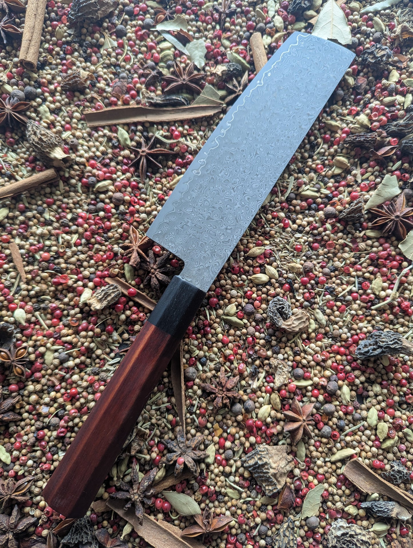 170mm Etched San Mai Damascus Nakiri