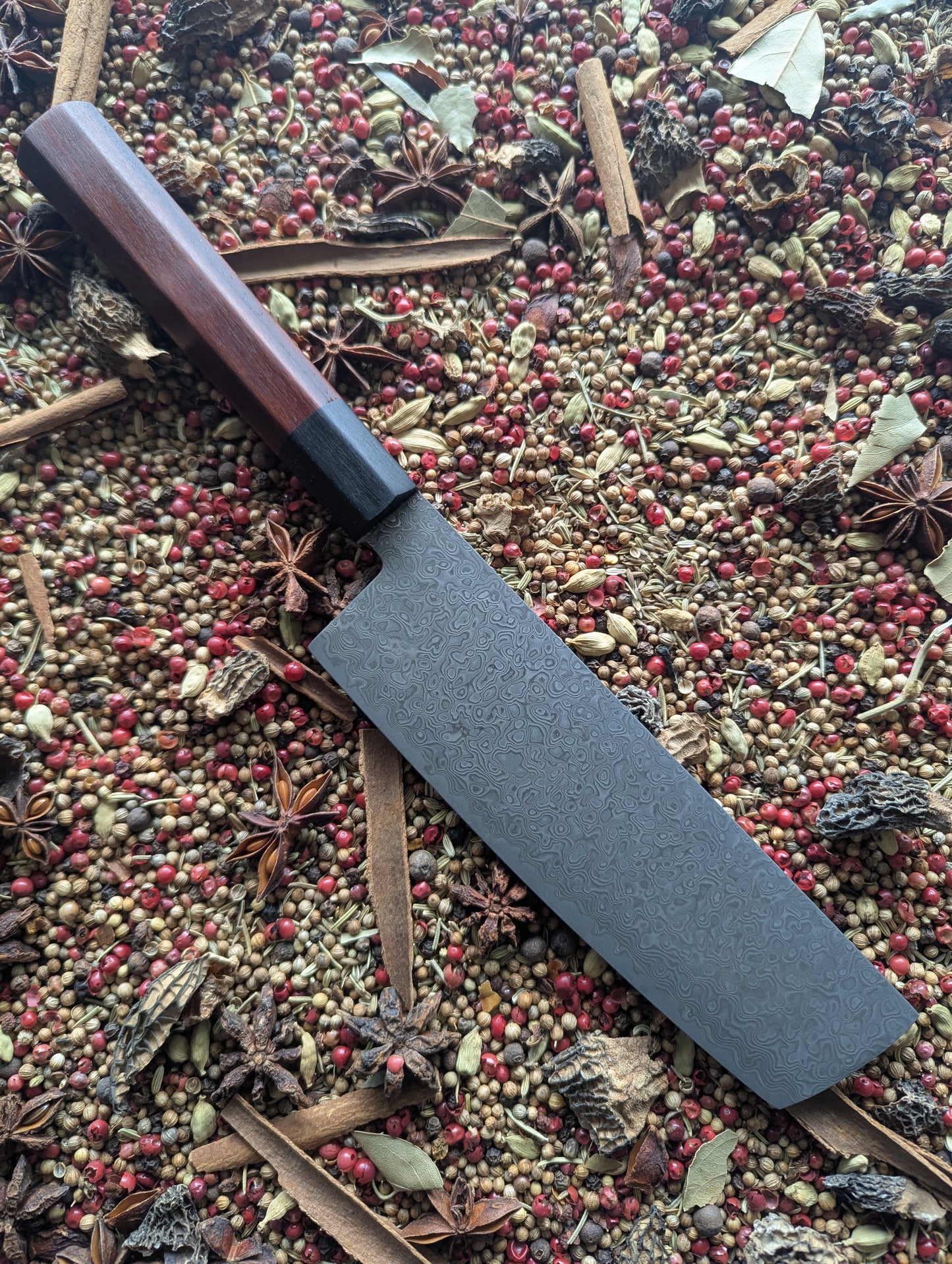 170mm Etched San Mai Damascus Nakiri