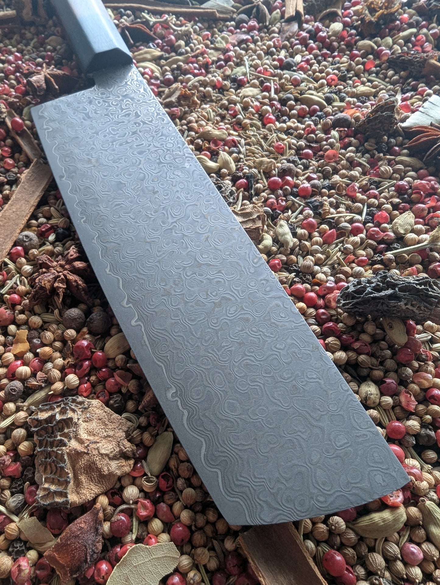 170mm Etched San Mai Damascus Nakiri