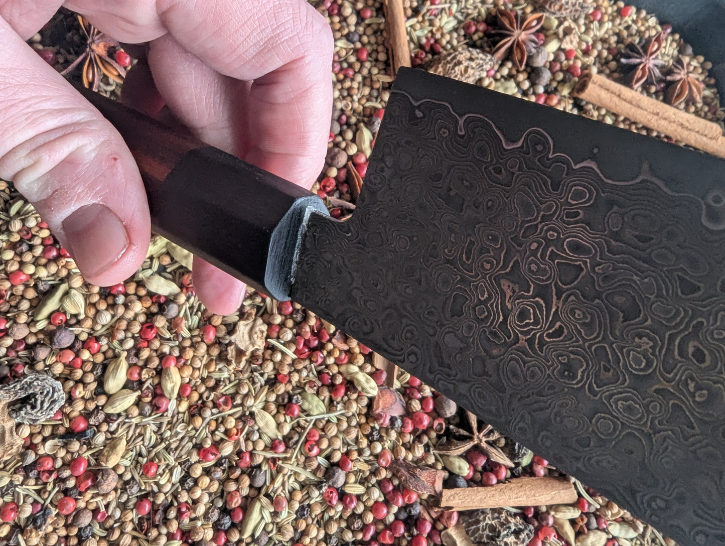 170mm Etched San Mai Damascus Nakiri