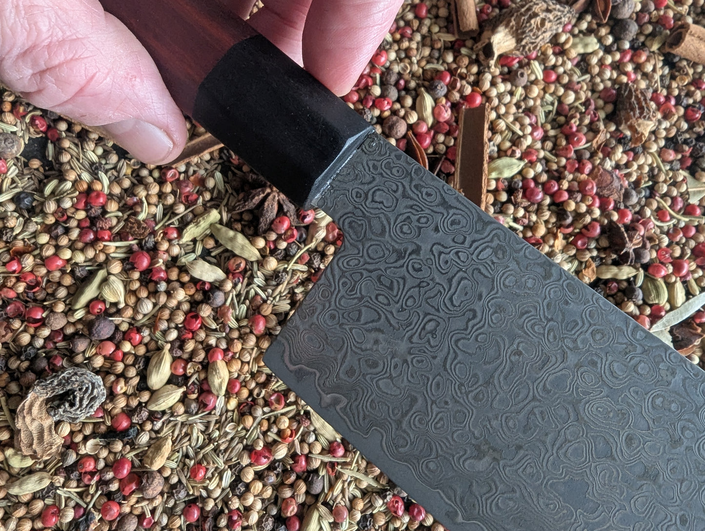 170mm Etched San Mai Damascus Nakiri