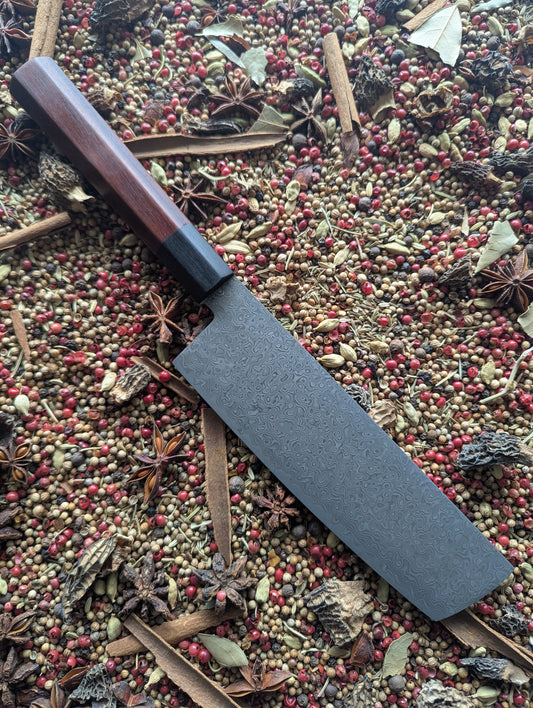 170mm Etched San Mai Damascus Nakiri